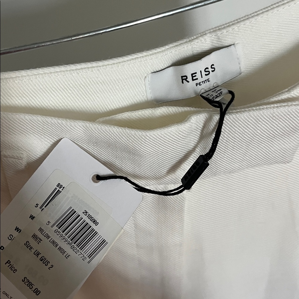 NWT Reiss Willow Linen Blend Wide Leg Trousers Size 2P - Picture 3 of 7